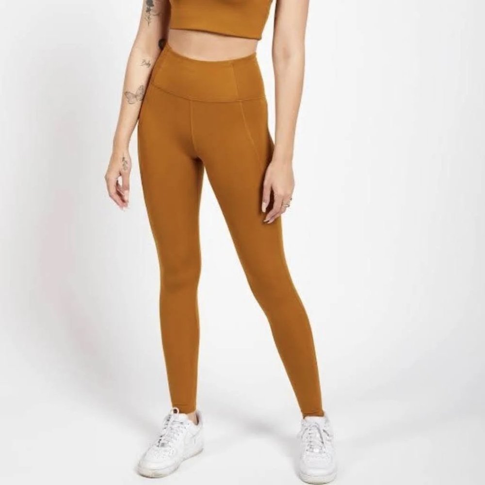 Girlfriend Collective Compressive Pocket Legging - Saddle (Yellow)